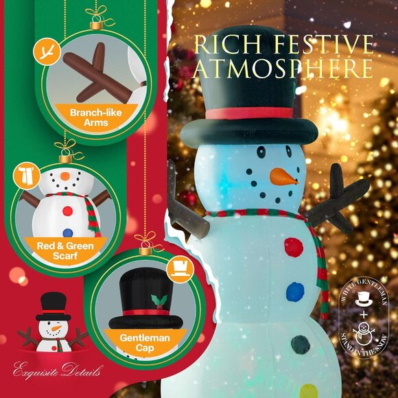 🆕8FT Christmas Inflatable Snowman with Colorful Button Outdoor Decoration - Picture 5 of 9